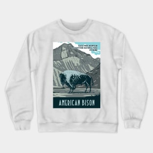 WPA Poster of an American Bison at Eagle Peek Mountain in Yellowstone National Park Crewneck Sweatshirt